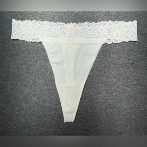 Vintage VS Cream White Lace Waist | Low Waist Thong | M | 2003 Collection